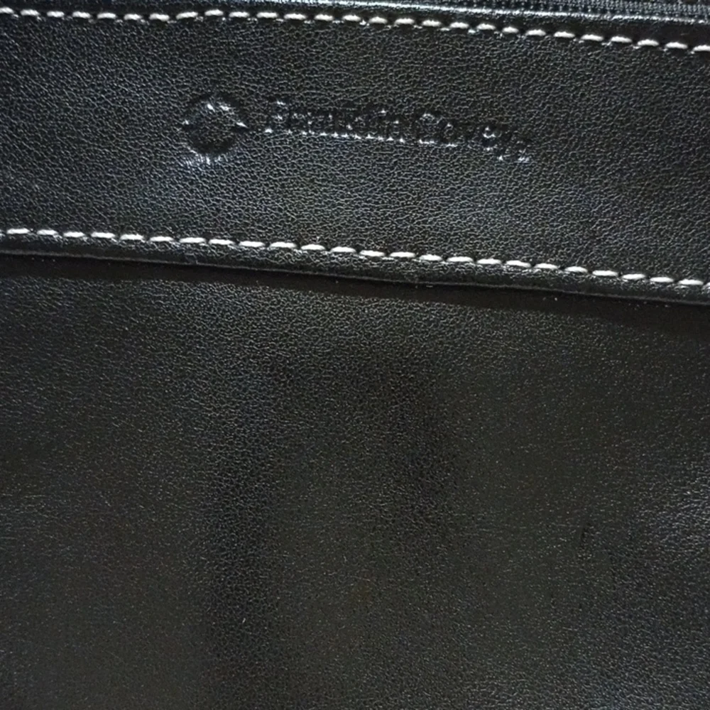 Franklin Covey Black Leather Wristlet Clutch